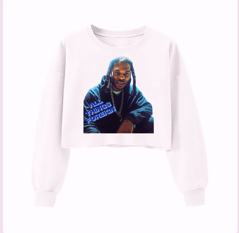 " All Things Foreign" Crew Neck Crop Top
