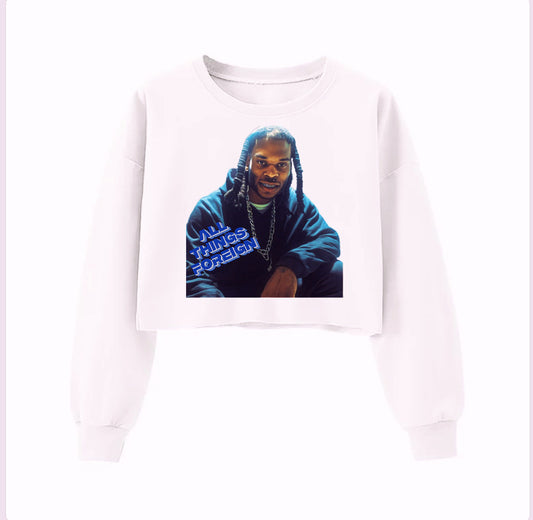 " All Things Foreign" Crew Neck Crop Top