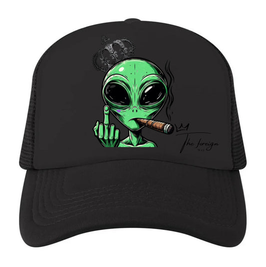 Black Alien Head Trucker Hat