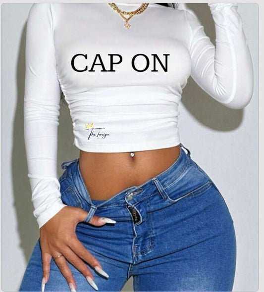 " Cap On" Long Sleeve Crop Top