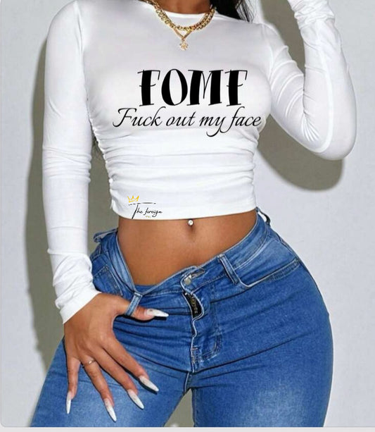" FOMF " Long Sleeve Crop Top